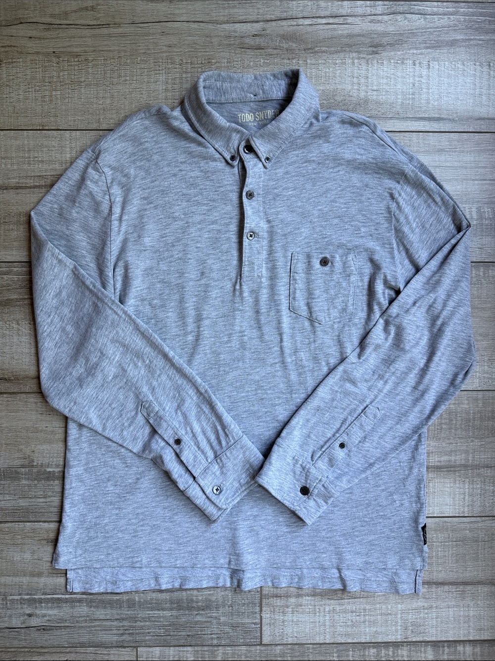 Todd Snyder Made in USA Long Sleeve Polo Shirt Gray XL